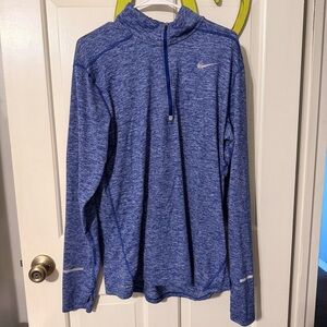 Nike Men's Running Top Heather Blue, Dri-Fit, Quarter Zip, Reflective, Sz Large